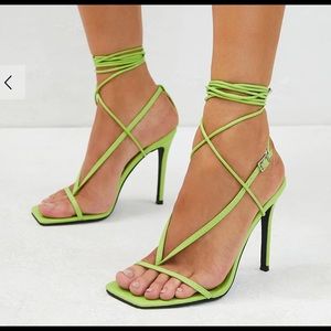 Neon like green straps sandal heels